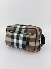 Check Cotton Canvas and Leather Paddy Compact Bum Bag