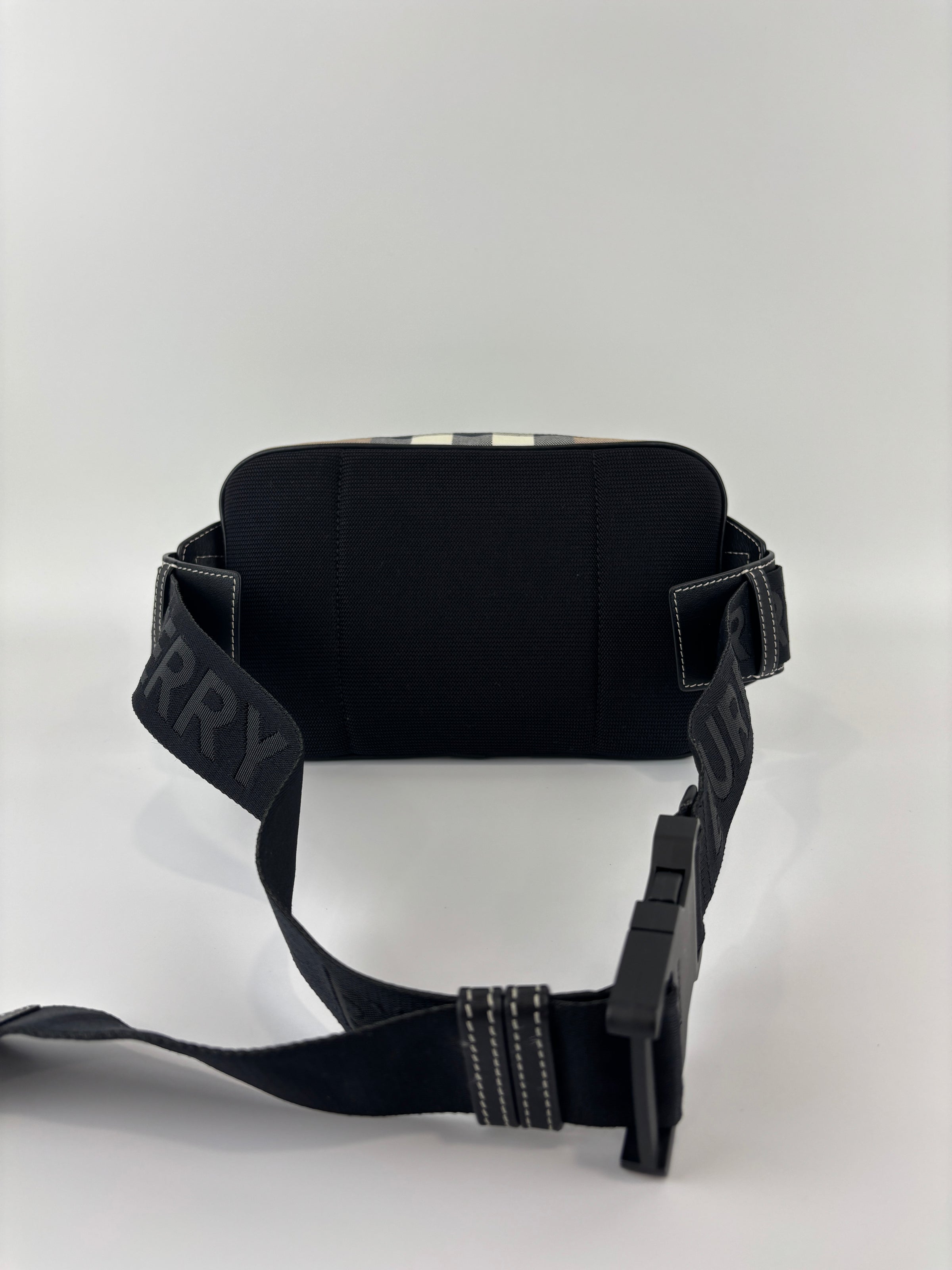 Check Cotton Canvas and Leather Paddy Compact Bum Bag