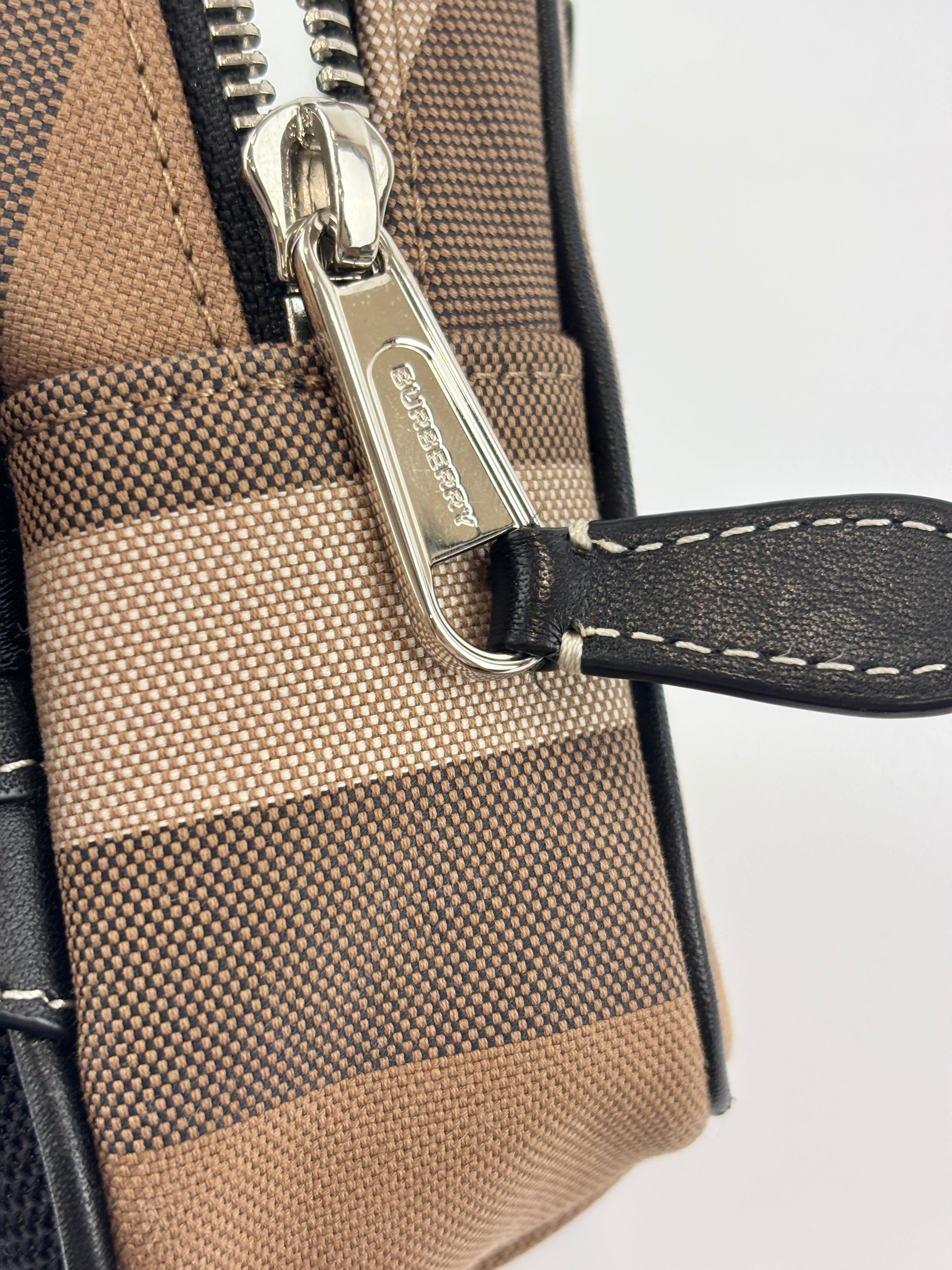 Check Cotton Canvas and Leather Paddy Compact Bum Bag