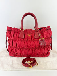 Tessuto Gaufre Nylon Tote in Red