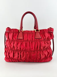 Tessuto Gaufre Nylon Tote in Red