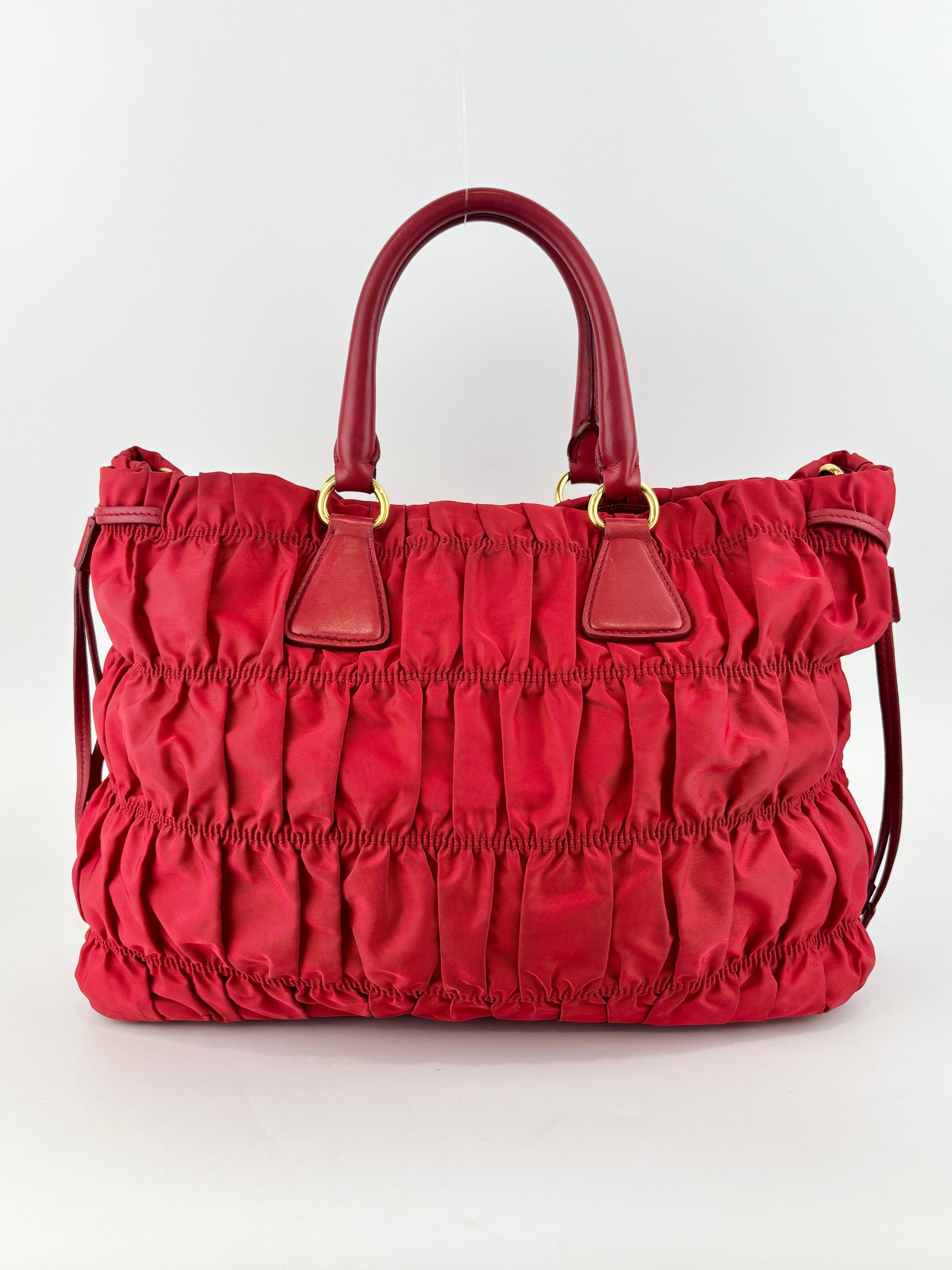 Tessuto Gaufre Nylon Tote in Red