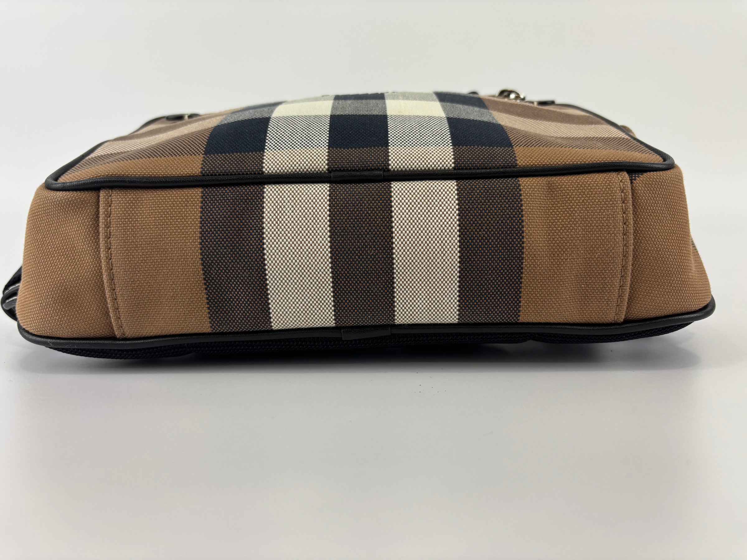 Check Cotton Canvas and Leather Paddy Compact Bum Bag