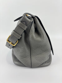 1BD052 Vitello Daino Leather Shoulder Bag Marmo Grey