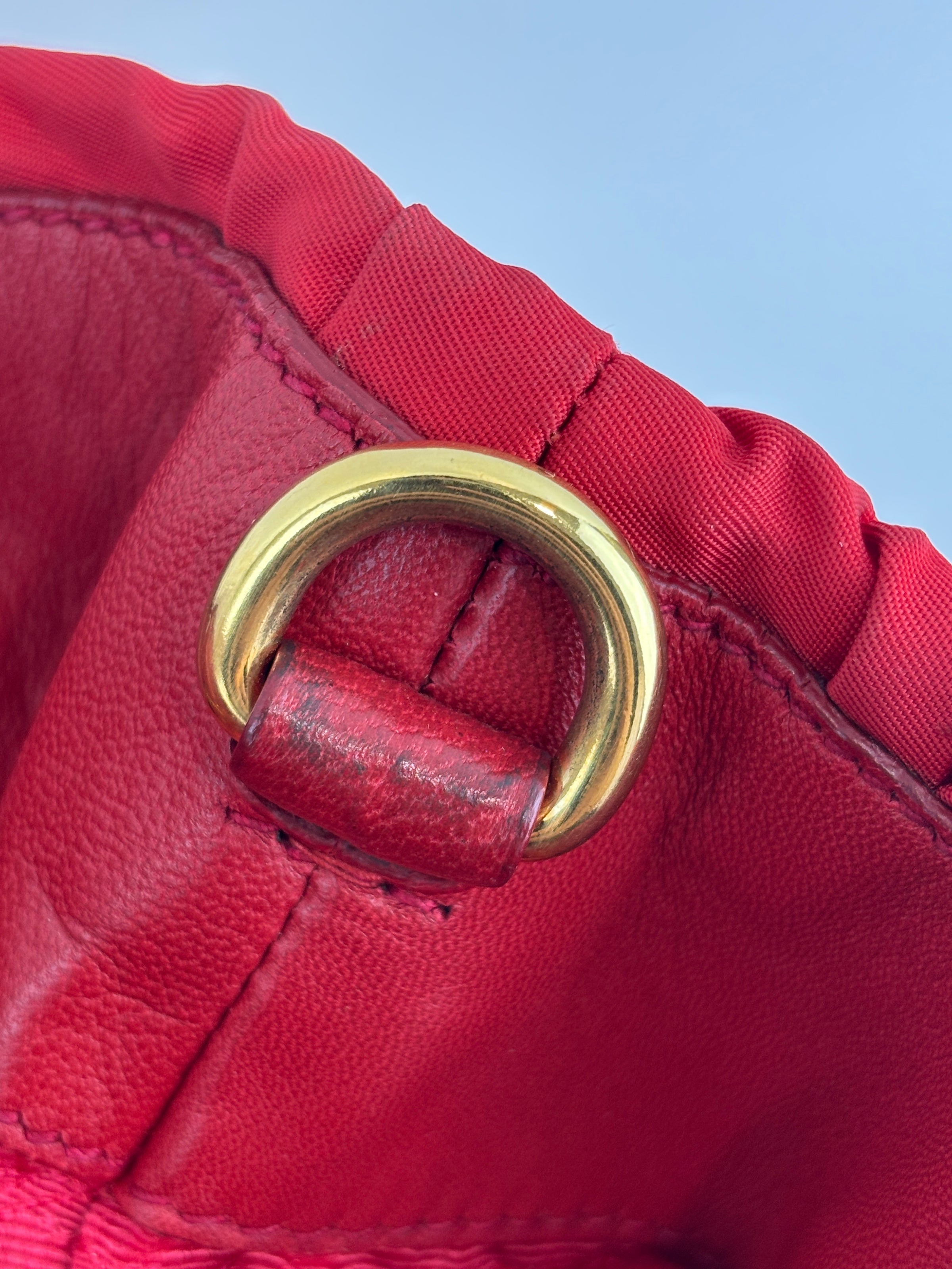 Tessuto Gaufre Nylon Tote in Red