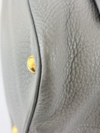 1BD052 Vitello Daino Leather Shoulder Bag Marmo Grey