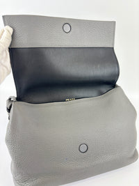1BD052 Vitello Daino Leather Shoulder Bag Marmo Grey