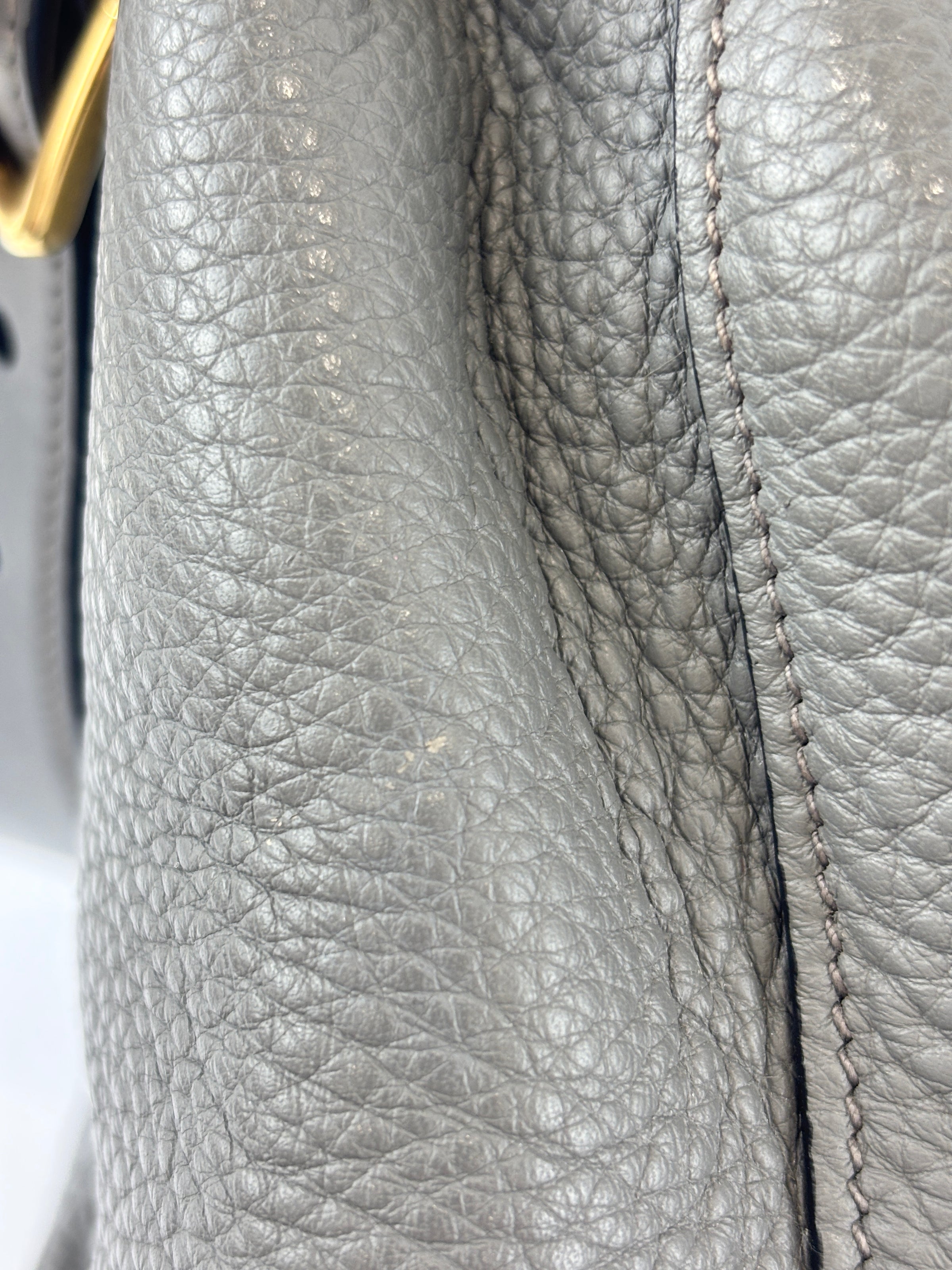 1BD052 Vitello Daino Leather Shoulder Bag Marmo Grey