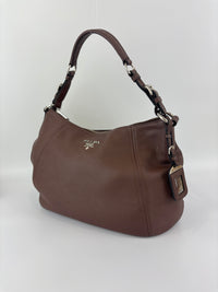 BR5096 Vitello Phenix Leather Hobo Bag Bruciato Brown