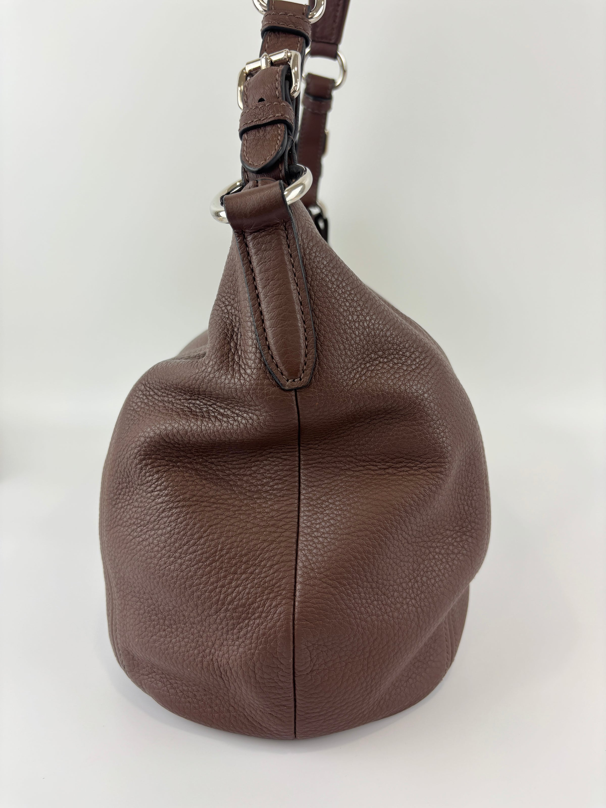BR5096 Vitello Phenix Leather Hobo Bag Bruciato Brown