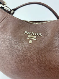 BR5096 Vitello Phenix Leather Hobo Bag Bruciato Brown
