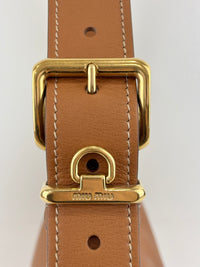5BC177 Logo-Plaque Sacca in Pelle Fine Calf Leather Hobo Bag Cognac