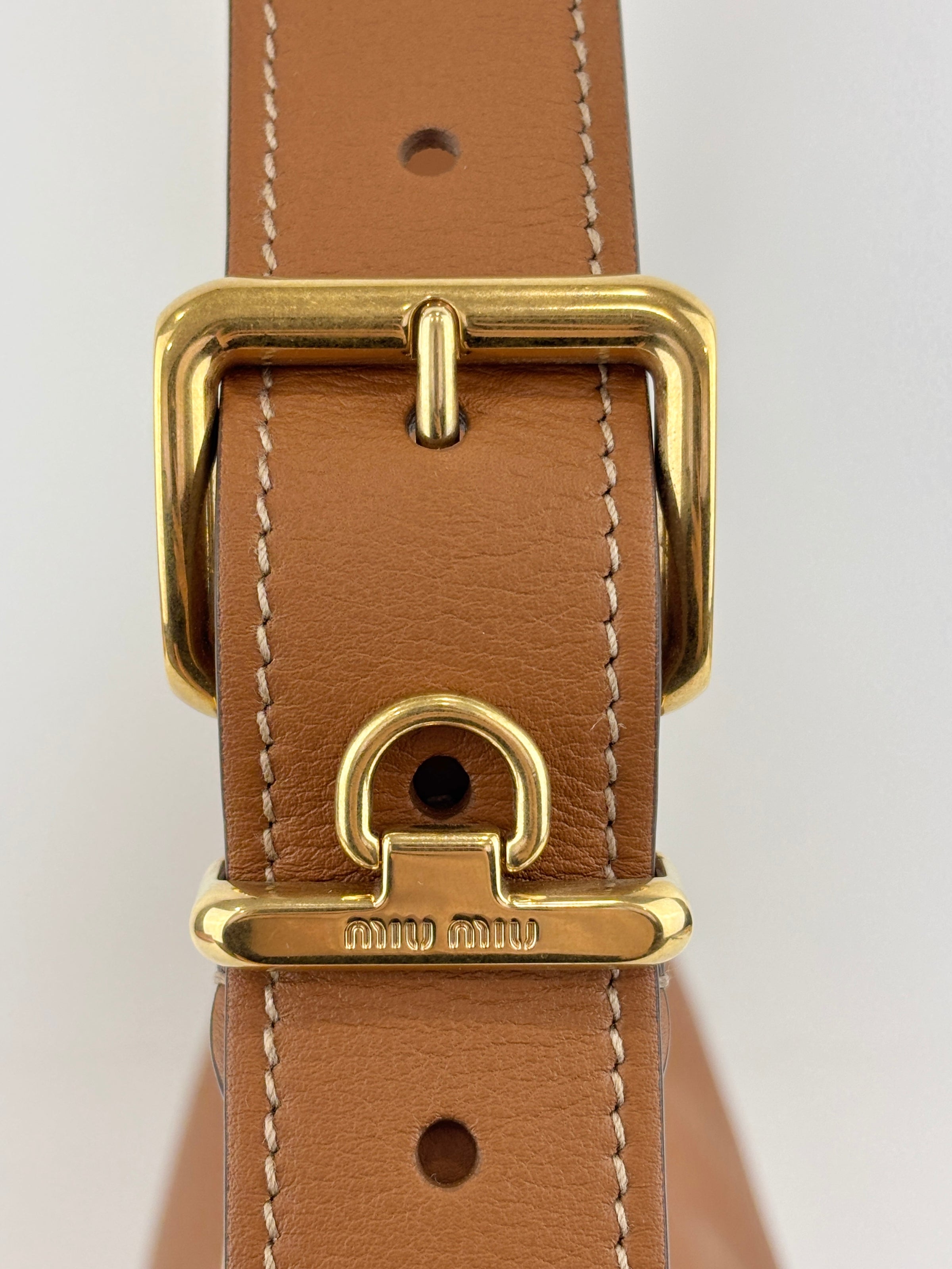 5BC177 Logo-Plaque Sacca in Pelle Fine Calf Leather Hobo Bag Cognac