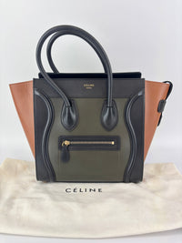 Micro Luggage Smooth Calfskin Tricolor Black / Caramel / Khaki