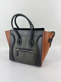 Micro Luggage Smooth Calfskin Tricolor Black / Caramel / Khaki