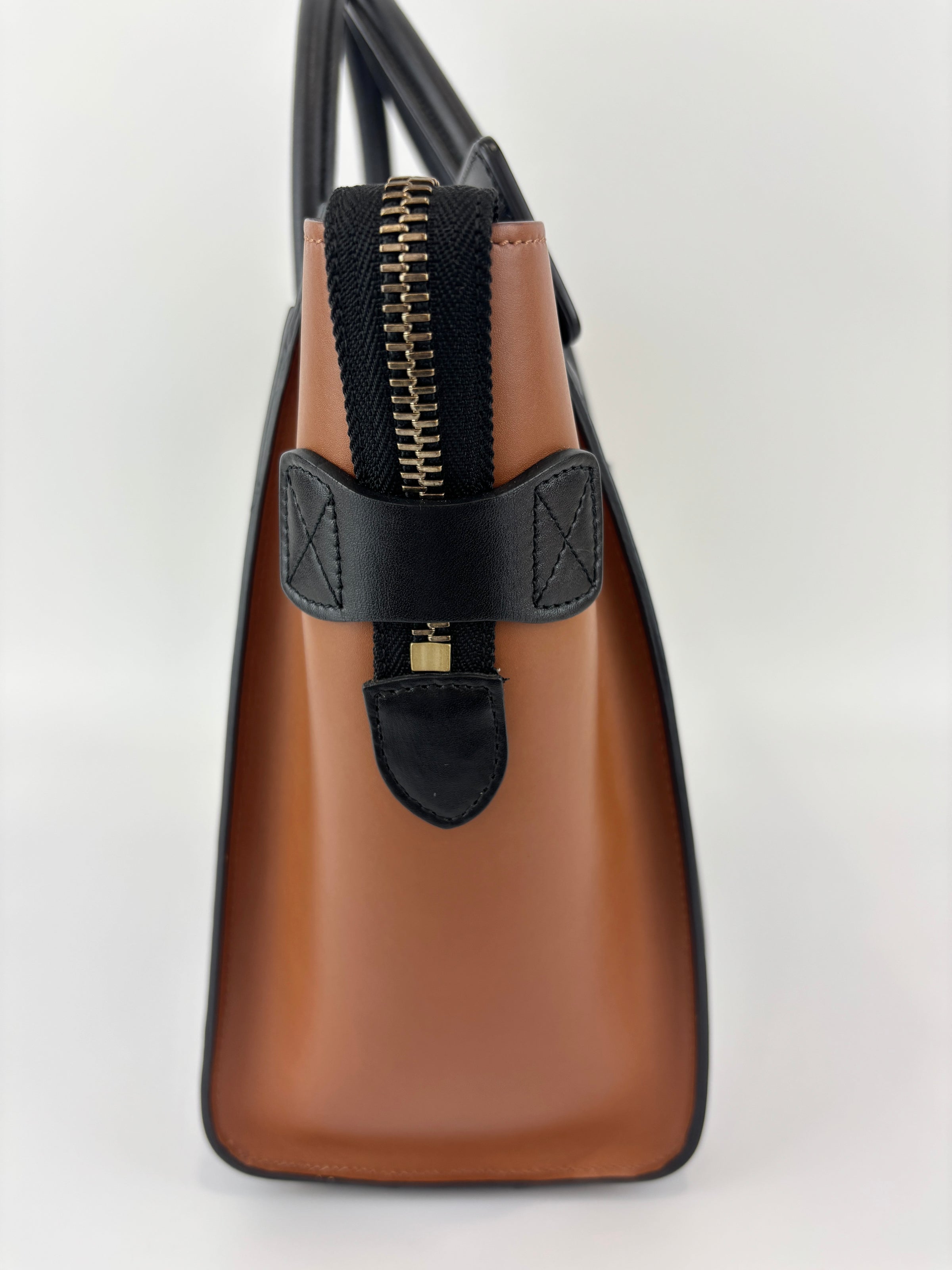 Micro Luggage Smooth Calfskin Tricolor Black / Caramel / Khaki