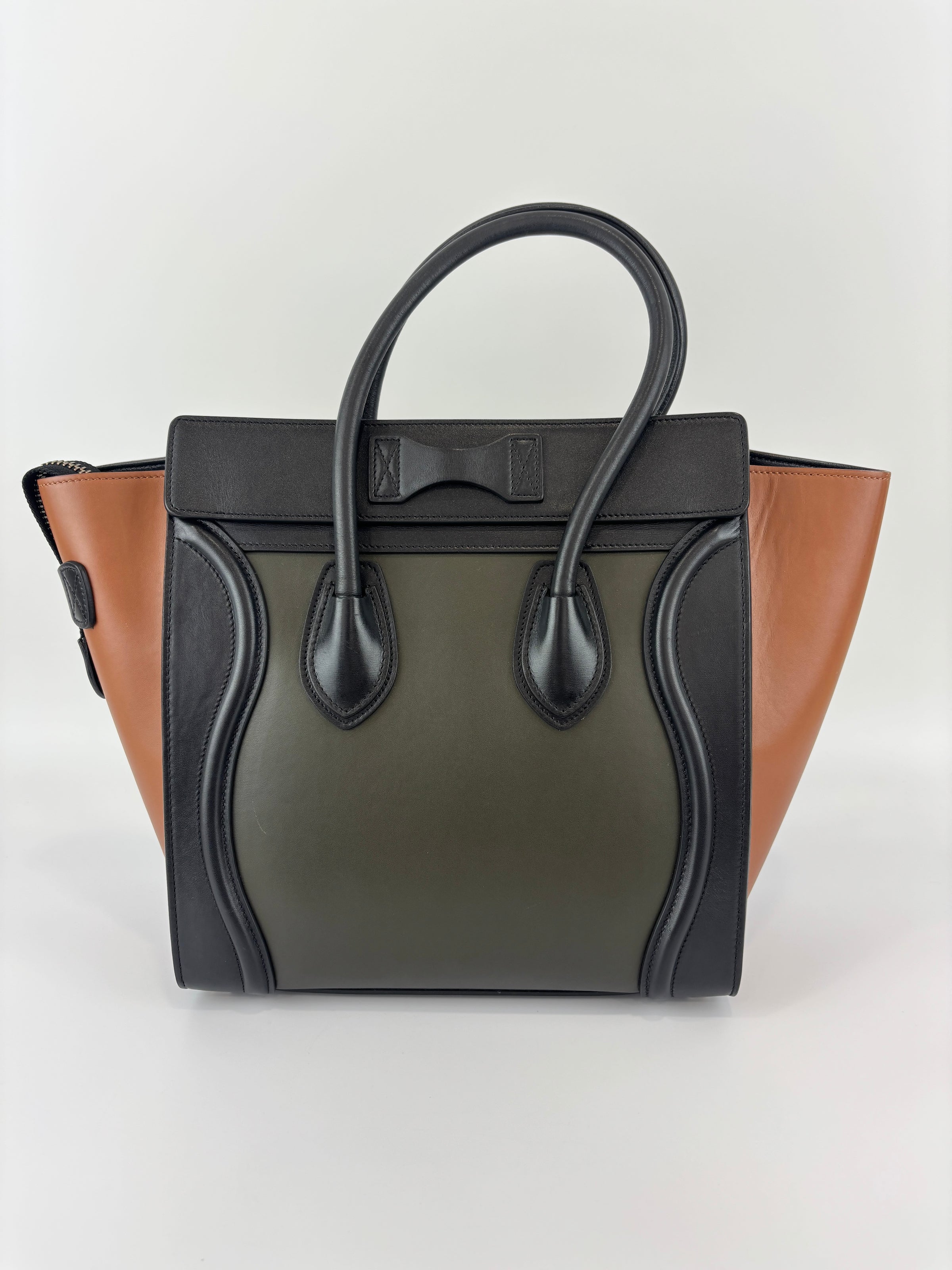 Micro Luggage Smooth Calfskin Tricolor Black / Caramel / Khaki