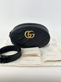 Black GG Marmont Matelasse Leather Large Belt Bag Size 75cm / 30”