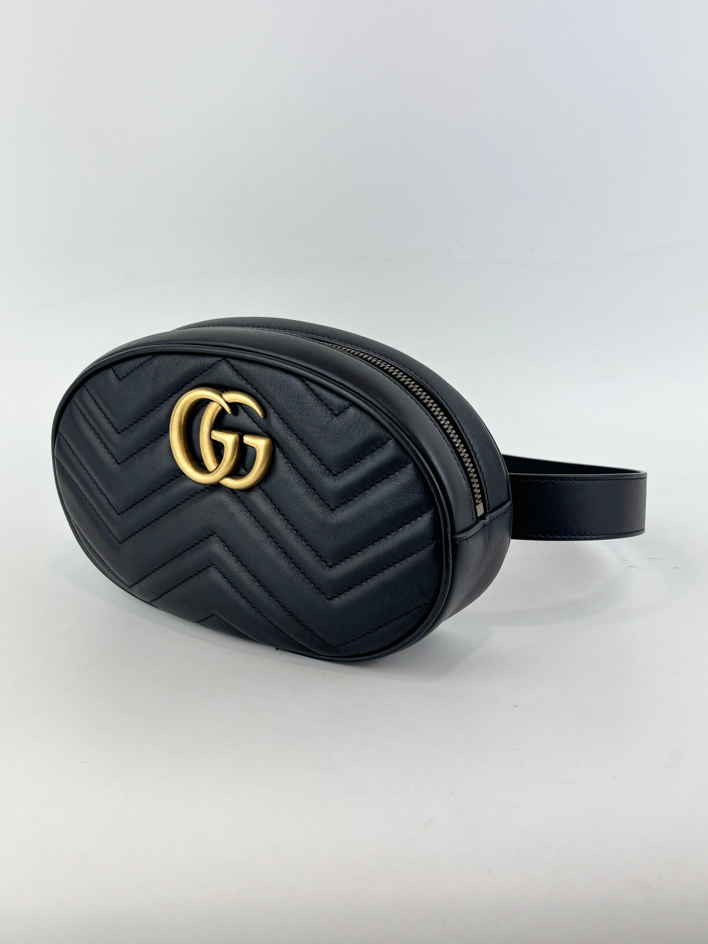 Black GG Marmont Matelasse Leather Large Belt Bag Size 75cm / 30”