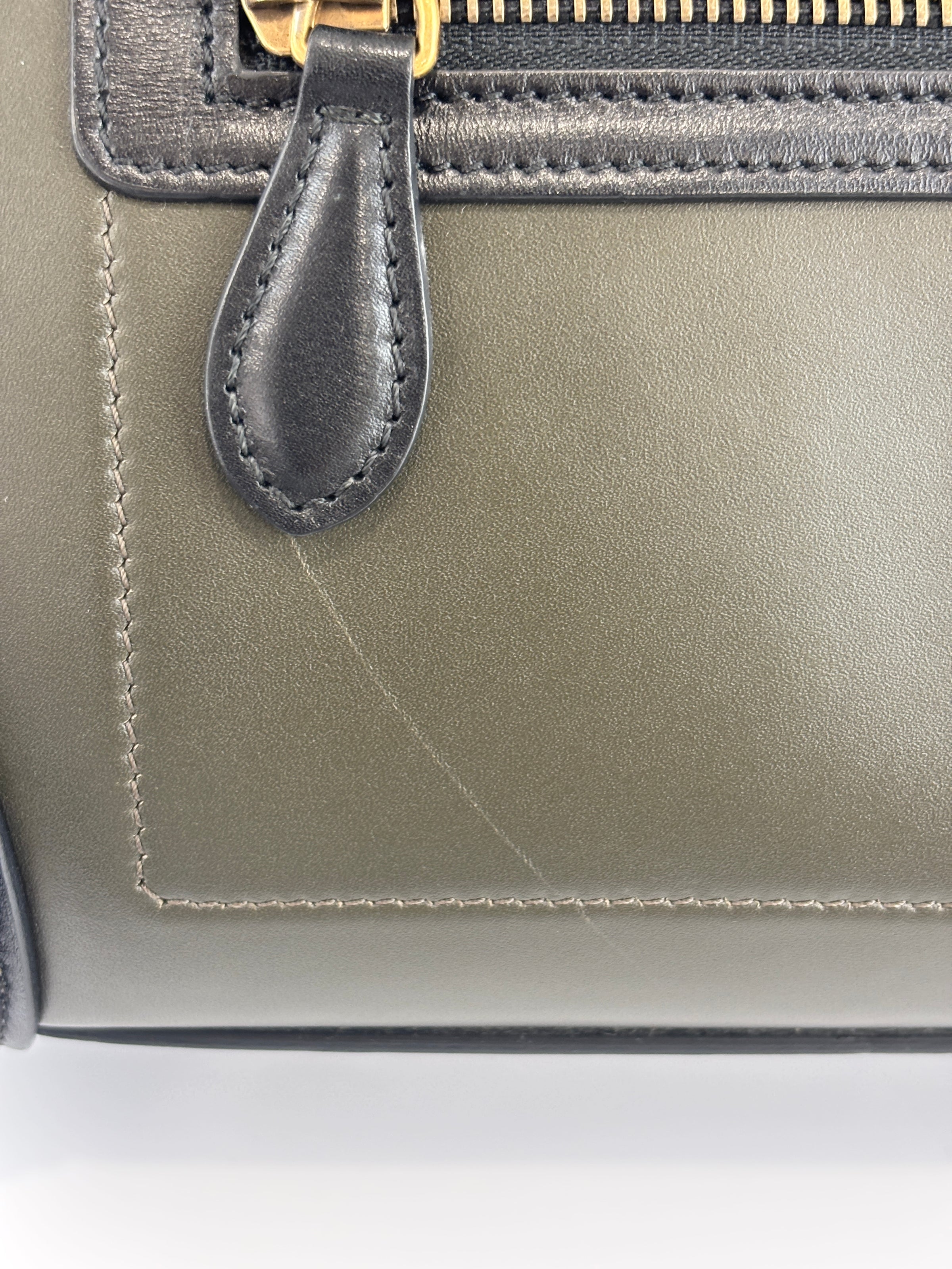 Micro Luggage Smooth Calfskin Tricolor Black / Caramel / Khaki