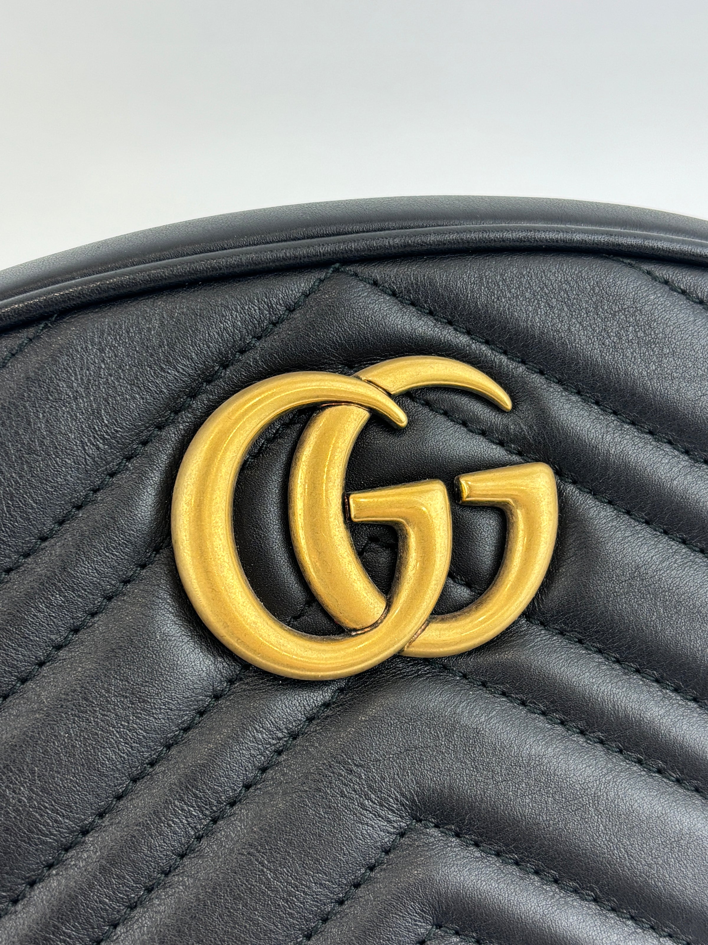 Black GG Marmont Matelasse Leather Large Belt Bag Size 75cm / 30”