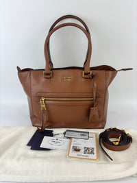 1BG227 Glace Calf Leather Tote Cognac