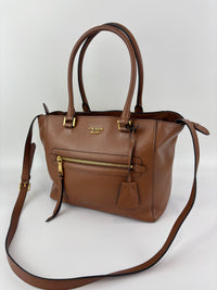 1BG227 Glace Calf Leather Tote Cognac