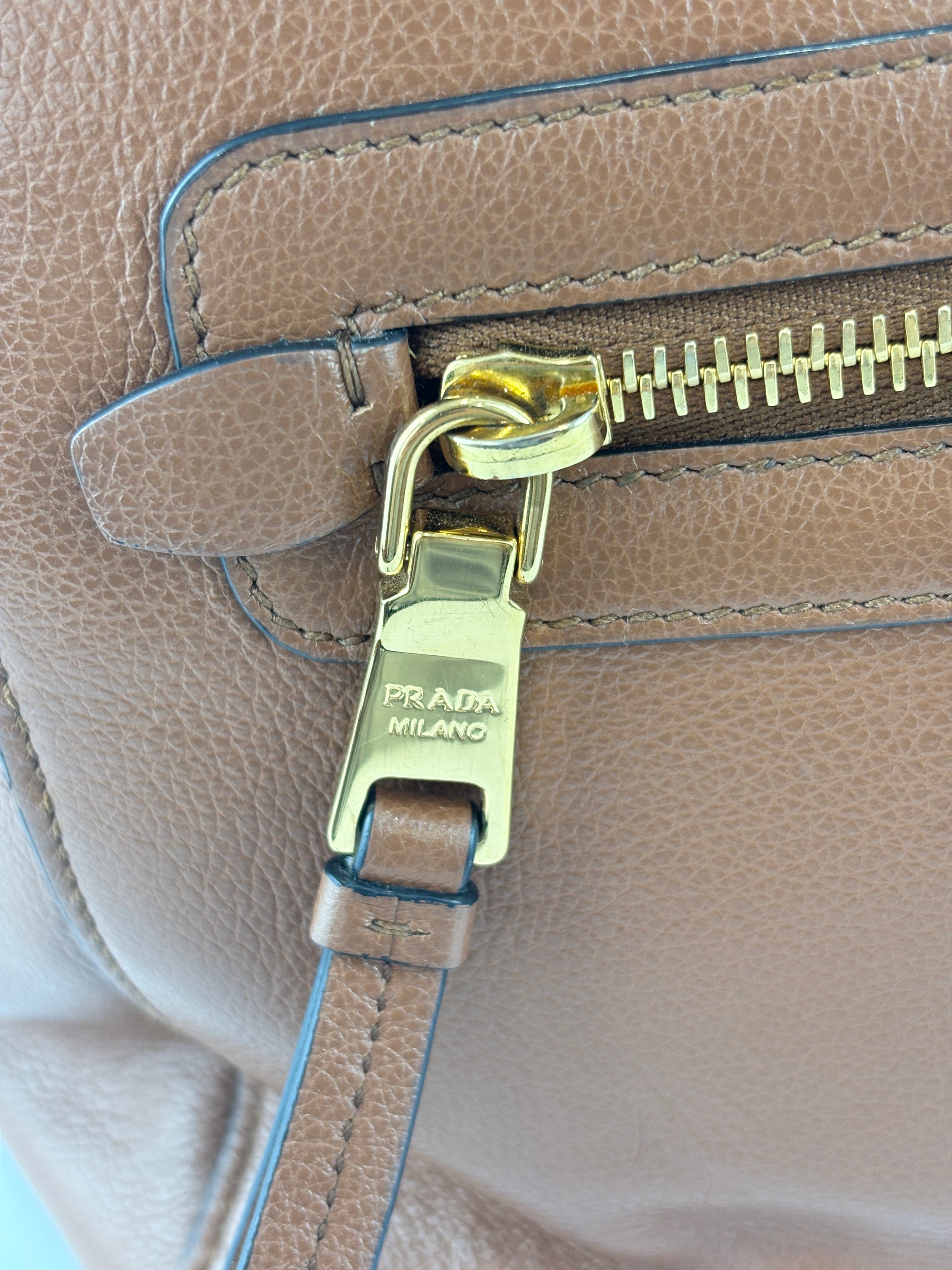 1BG227 Glace Calf Leather Tote Cognac