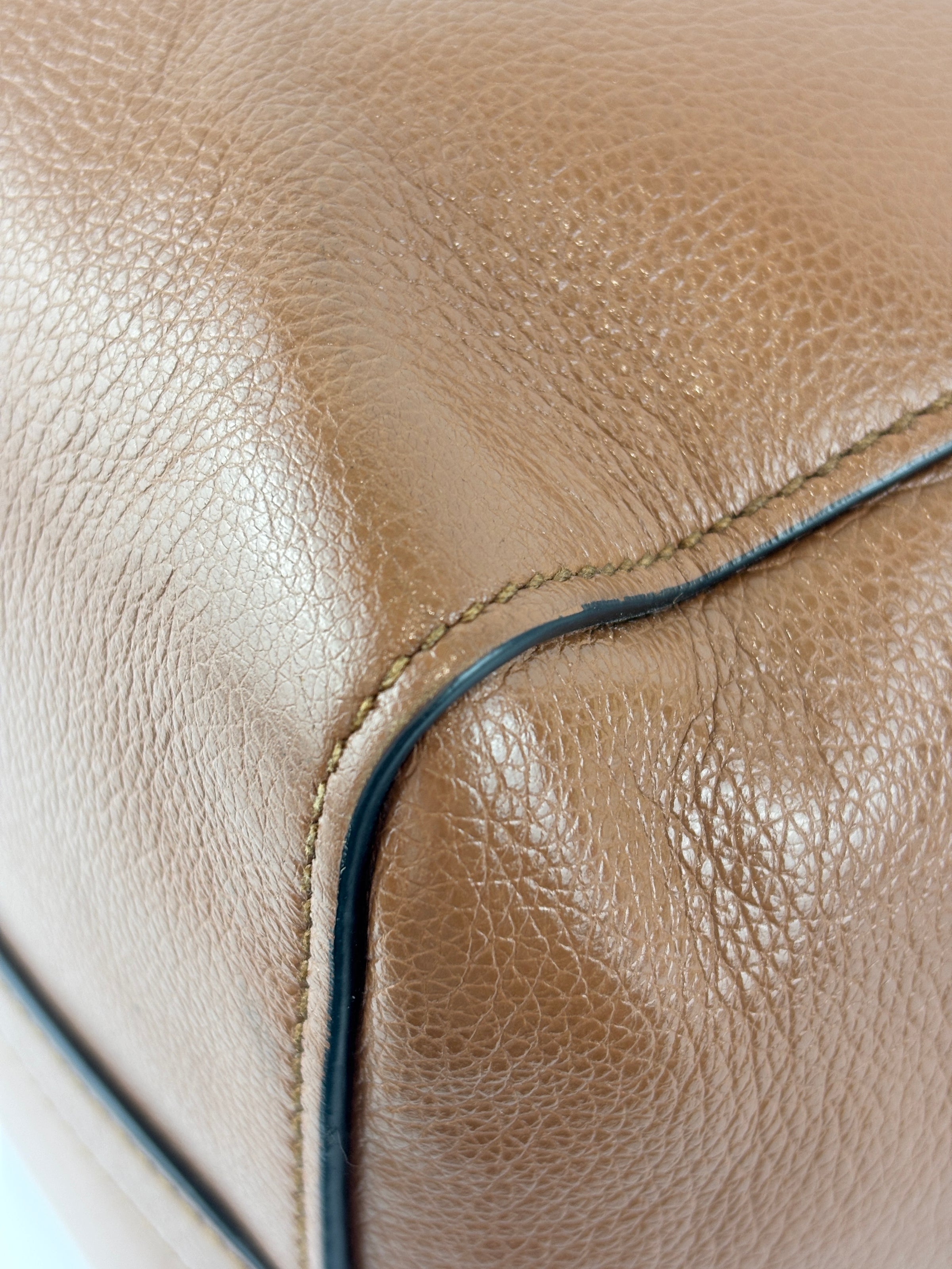 1BG227 Glace Calf Leather Tote Cognac