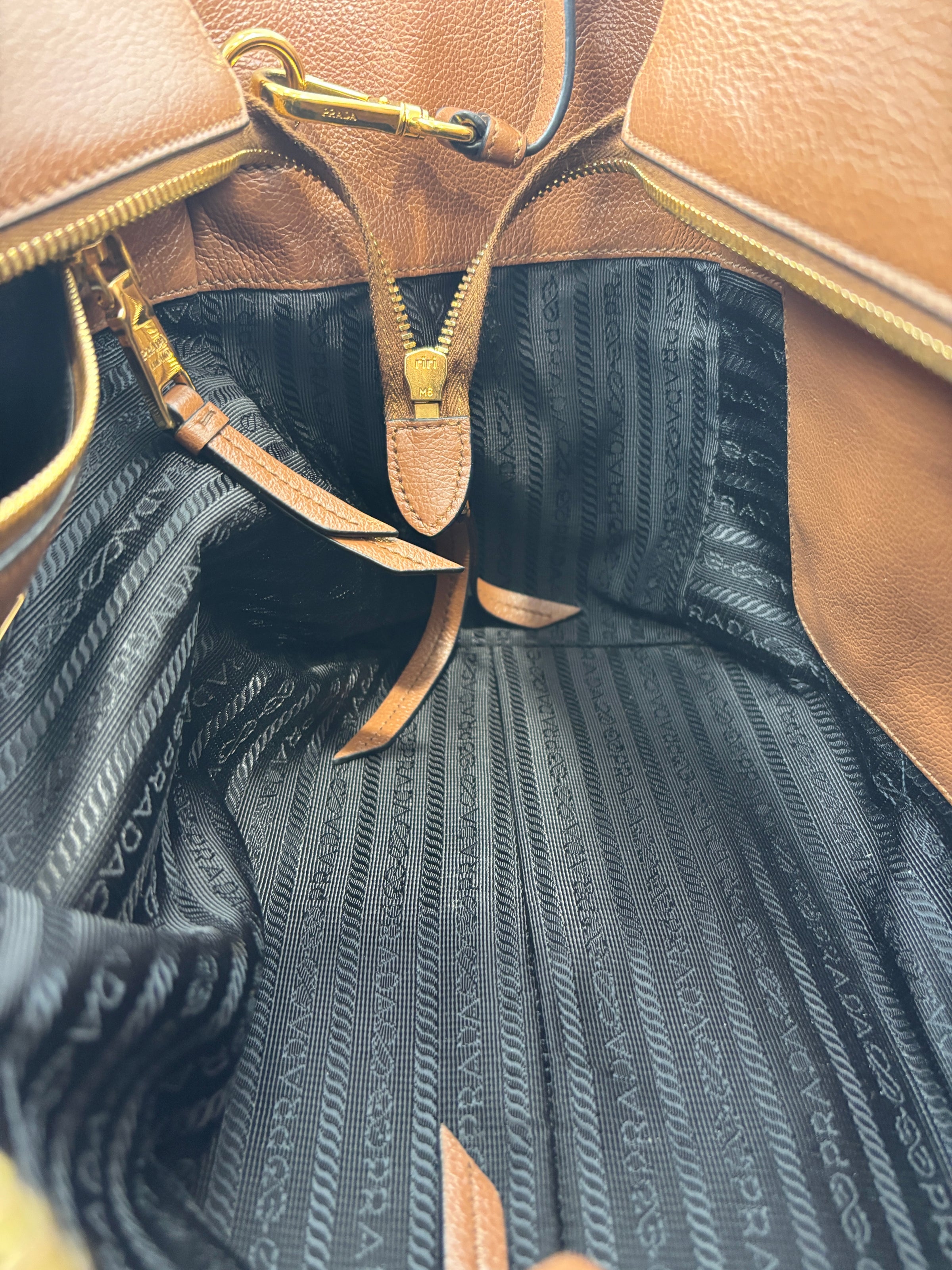 1BG227 Glace Calf Leather Tote Cognac