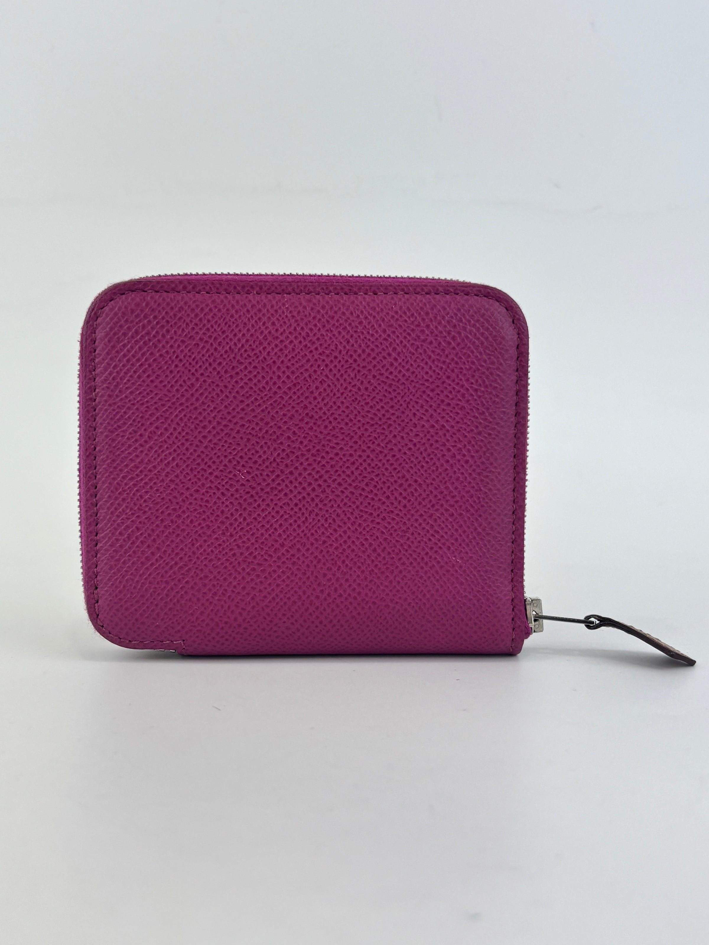 Silk'In Compact Wallet In Epsom And Barenia Calfskin Rose Pourpre-Fauve-Bleu Lin PHW
