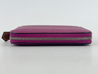 Silk'In Compact Wallet In Epsom And Barenia Calfskin Rose Pourpre-Fauve-Bleu Lin PHW