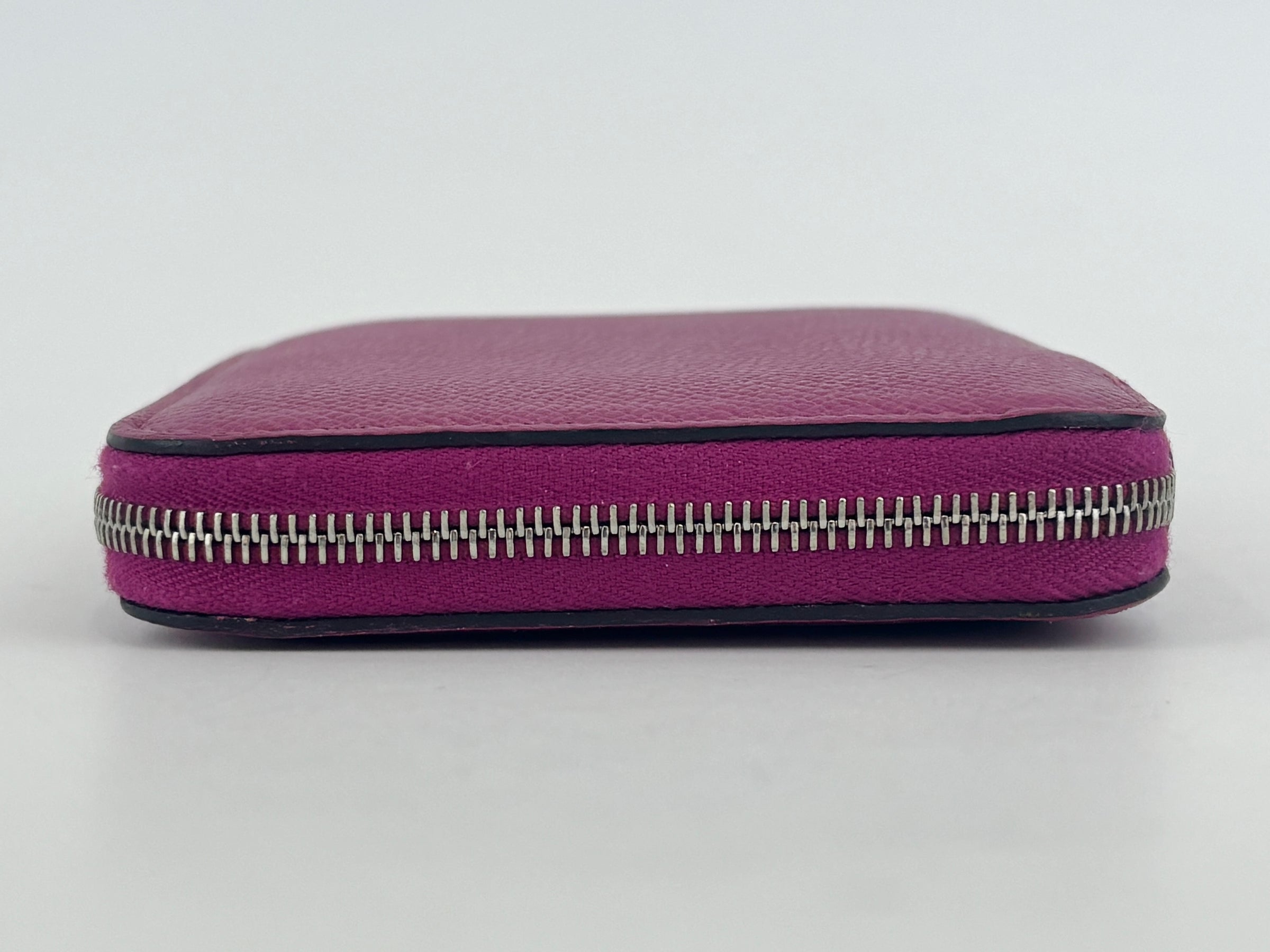 Silk'In Compact Wallet In Epsom And Barenia Calfskin Rose Pourpre-Fauve-Bleu Lin PHW