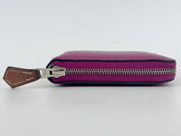 Silk'In Compact Wallet In Epsom And Barenia Calfskin Rose Pourpre-Fauve-Bleu Lin PHW