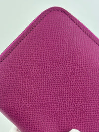 Silk'In Compact Wallet In Epsom And Barenia Calfskin Rose Pourpre-Fauve-Bleu Lin PHW