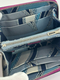 Silk'In Compact Wallet In Epsom And Barenia Calfskin Rose Pourpre-Fauve-Bleu Lin PHW