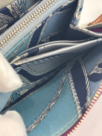 Silk'In Compact Wallet In Epsom And Barenia Calfskin Rose Pourpre-Fauve-Bleu Lin PHW