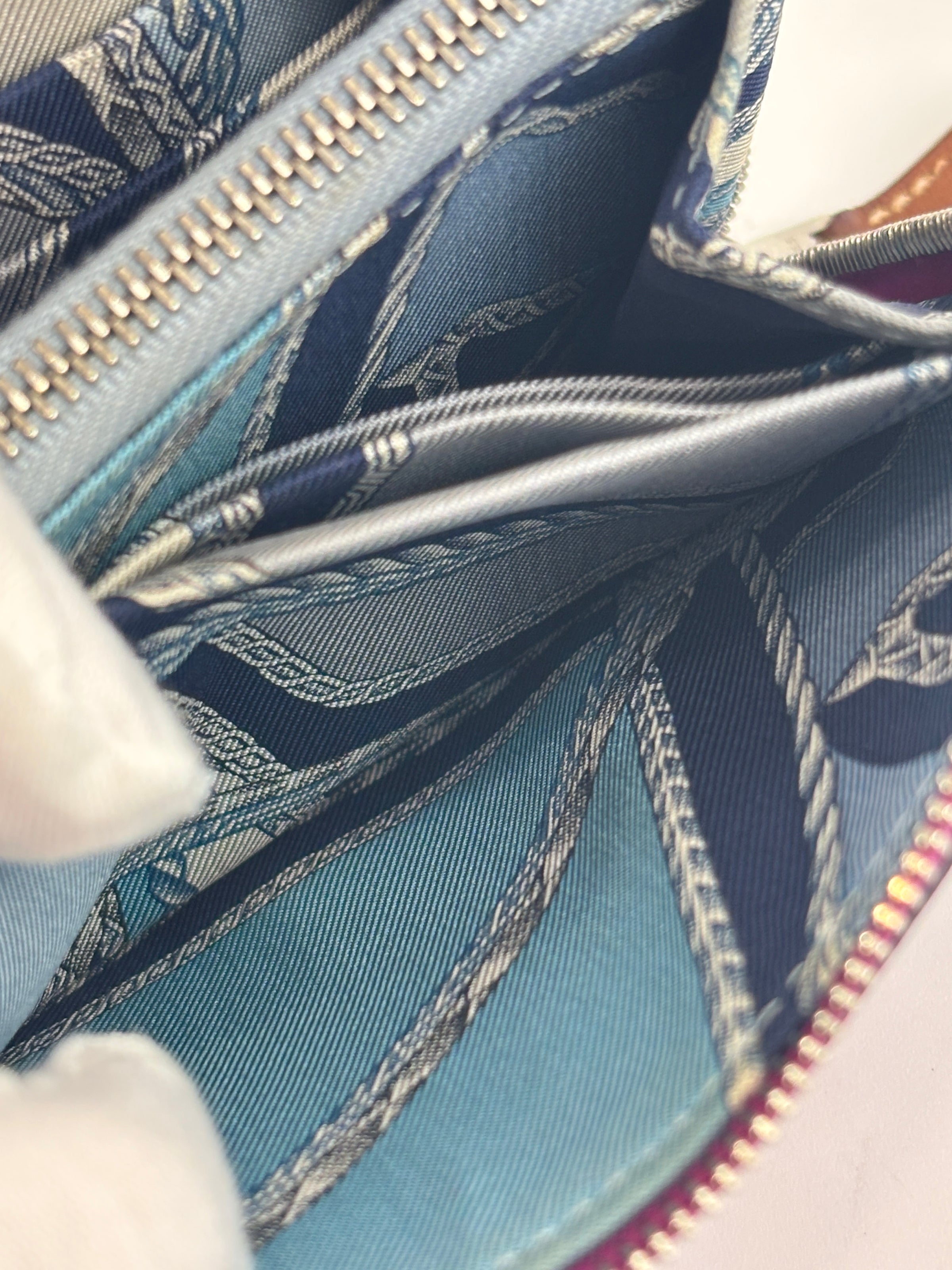 Silk'In Compact Wallet In Epsom And Barenia Calfskin Rose Pourpre-Fauve-Bleu Lin PHW