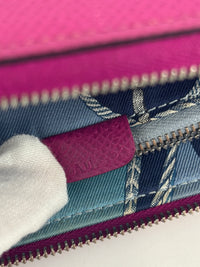 Silk'In Compact Wallet In Epsom And Barenia Calfskin Rose Pourpre-Fauve-Bleu Lin PHW