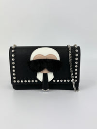 8M0346 Karlito Wallet On Chain Black Saffiano Studded Leather