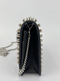 8M0346 Karlito Wallet On Chain Black Saffiano Studded Leather