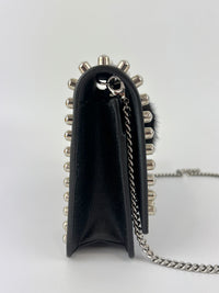 8M0346 Karlito Wallet On Chain Black Saffiano Studded Leather