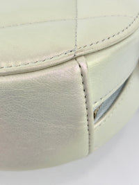 19 Iridescent Calfskin Quilted Round Clutch With Chain White Mixed Hardware