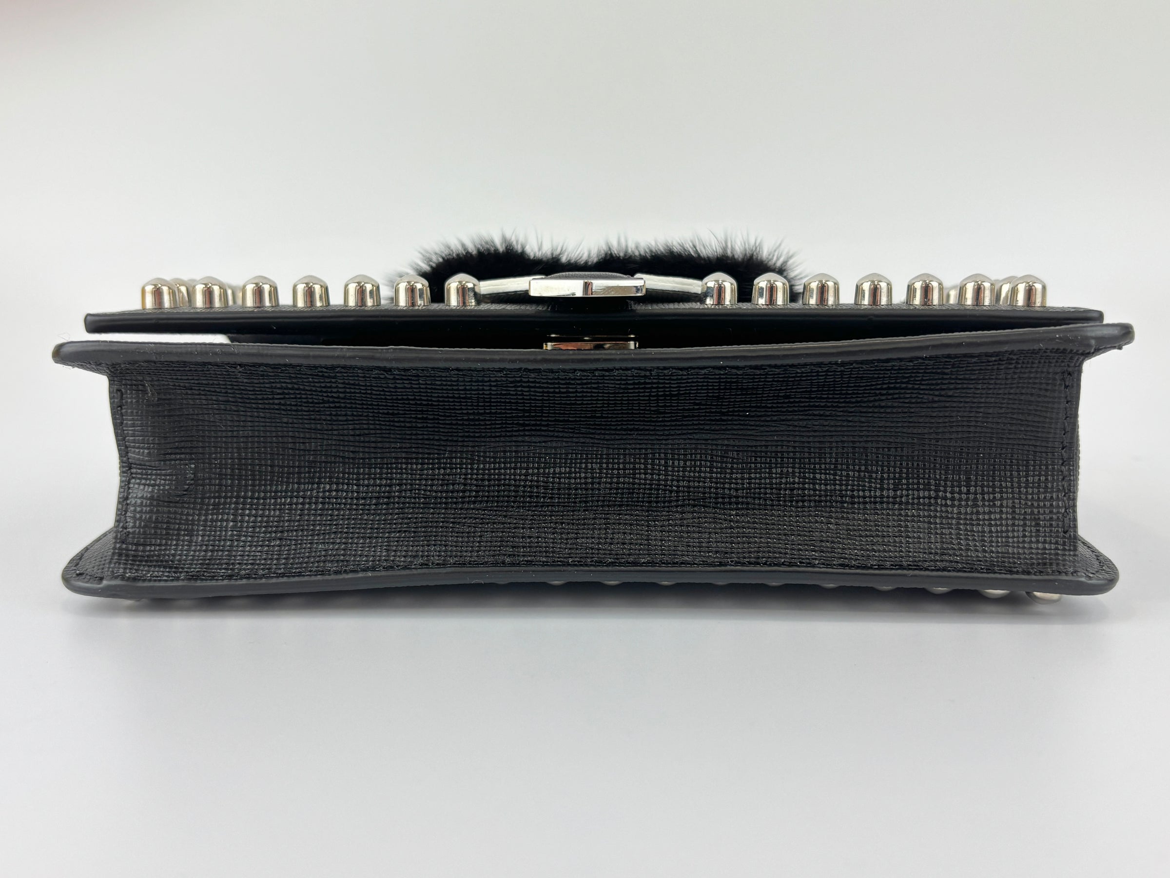 8M0346 Karlito Wallet On Chain Black Saffiano Studded Leather