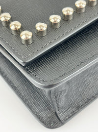 8M0346 Karlito Wallet On Chain Black Saffiano Studded Leather