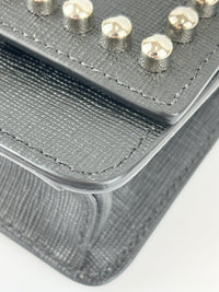 8M0346 Karlito Wallet On Chain Black Saffiano Studded Leather