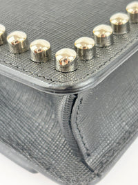 8M0346 Karlito Wallet On Chain Black Saffiano Studded Leather