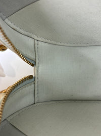 19 Iridescent Calfskin Quilted Round Clutch With Chain White Mixed Hardware