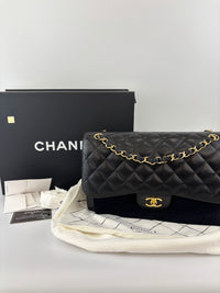 Black Caviar Jumbo Classic Double Flap Bag GHW