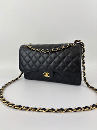 Black Caviar Jumbo Classic Double Flap Bag GHW